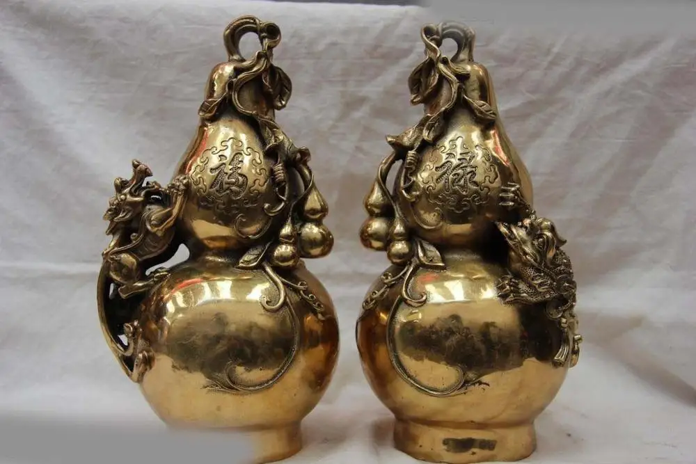 

10 Folk Copper Bronze Feng shui Beast Kylin Kilin aurum Toad Gourd cucurbit Pair