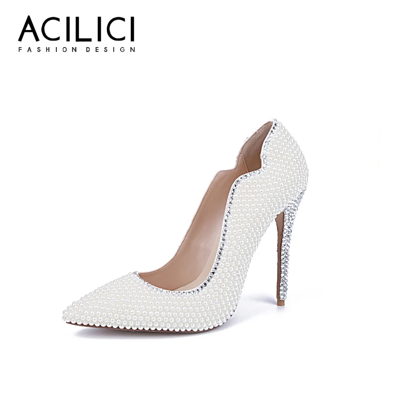 

Glitter Wedding Shoes White High Heel Pointed Toe Talon Sexy Women Shoes