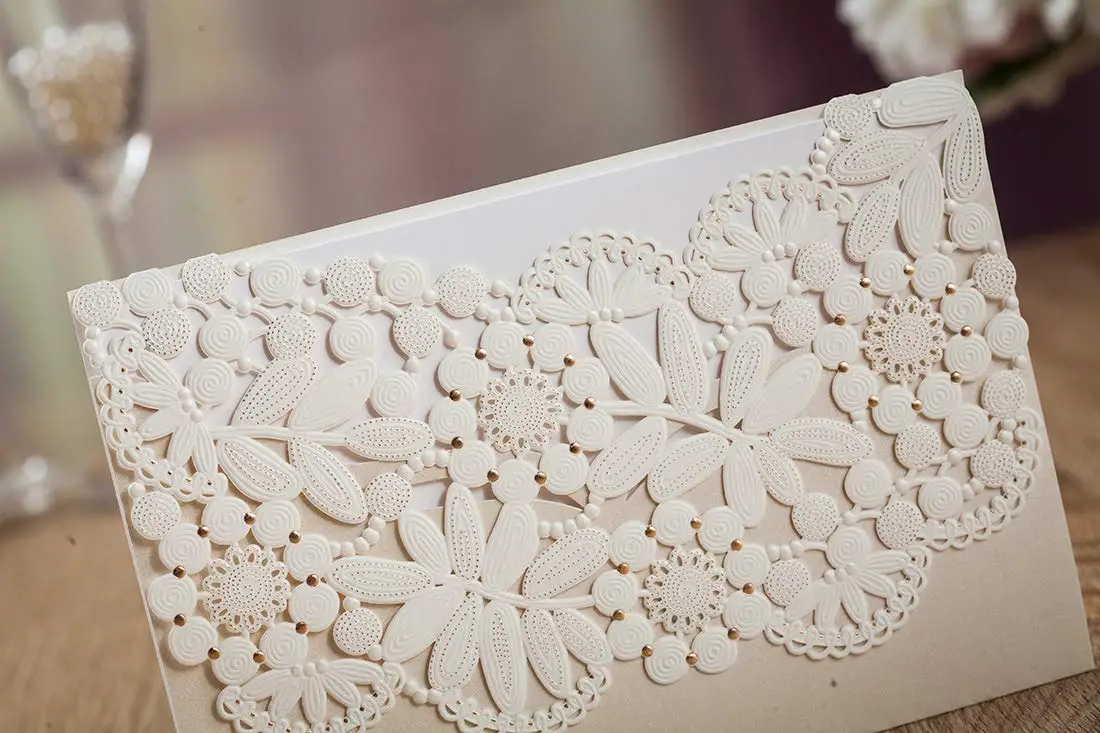  20PCS White Laser Cut Wedding Invitations Cards Lot Blank Birthday Gift Greeting Cards Customized P - 32992863266