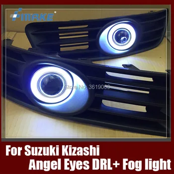 

Fog Lamp Assembly LED Day Light COB Angel Eyes Foglight Daytime Running Light Lens Bumper Complete Set For Suzuki Kizashi