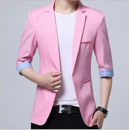 2017 Trend Suit Style Men Casual Slim Fitted Blazer Jacket Short Sleeve