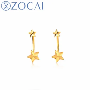 

ZOCAI New Arrived 18k Yellow Gold Earrings Star Shape Gift Fine Earrings E01042 Free Shipping