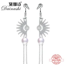 Dainashi Богемия Преувеличение роскошные 925 серебро жемчуг длинные серьги-капли бренд высокое качество ювелирных украшений для женщин