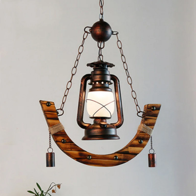 

Vintage iron kerosene industry creative personality restaurant small single head wind pendant lights LO8410
