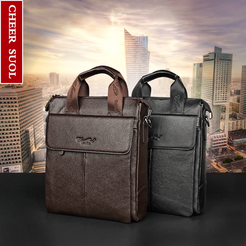 Сумка мессенджер Cheer Soul Мужская из натуральной кожи для ноутбука|fashion handbag|handbags