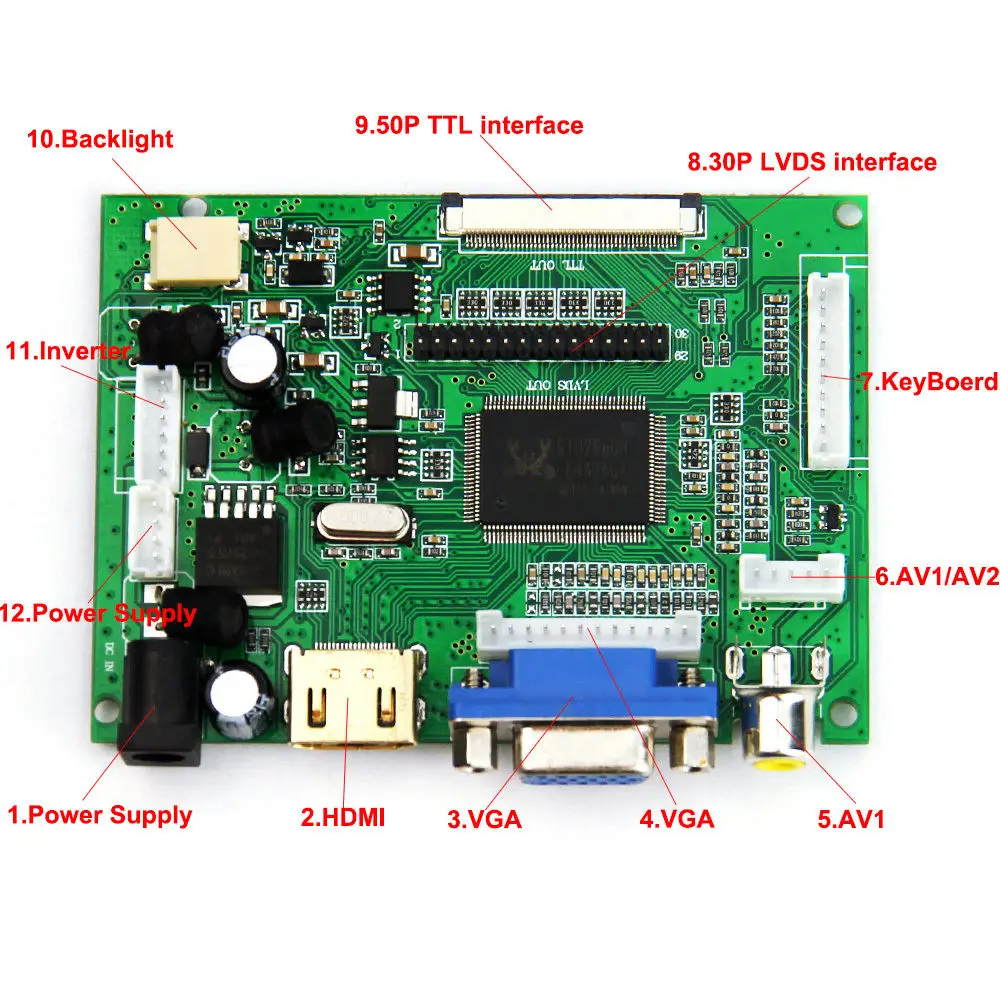 12,3 дюймов 1280*480 LQ123K1LG03 ЖК-панель+ HDMI+ VGA+ 2AV ЖК-контроллер плата привода