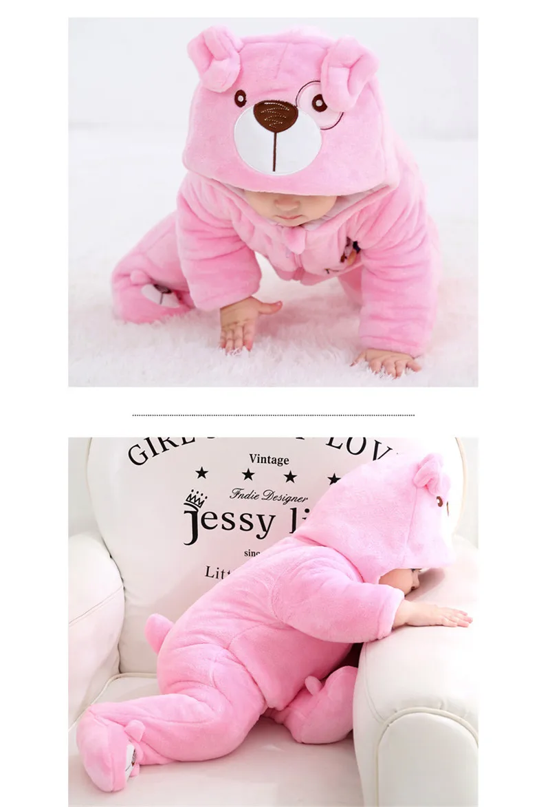 0-3 Years Old Infants New Baby Boy Rompers Baby Girl Winter Thick Flannel Two Color Pet Dog Cotton Clothes Children's Clothing05