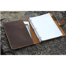 Кожаный бизнес-портфель, 3 кольца, папка для письма, Размер 3 отверстия, бумага для заправки/кожаная папка для 8,5x11, заполняемый бумагой