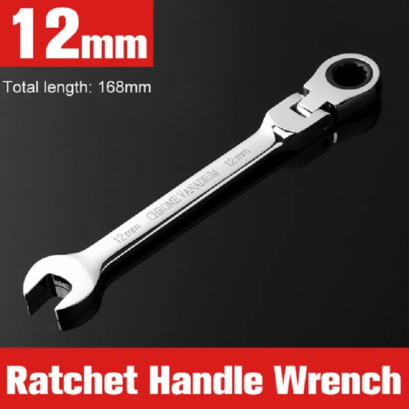 

12mm CR-V Material Anti-slip Labor-saved Ratchet Wrench Dual-use Open End and Plum End Spanner car tools for auto repai