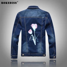 ROKEDISS 2017 New hot slim mens jackets and coats casual denim jacket men veste homme printing men jeans jacket male W068