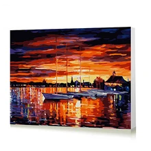 Абстрактный пейзаж улица Город река вечернее утро diy цифровая картина маслом Толстая краска простой рисунок номер область живопись