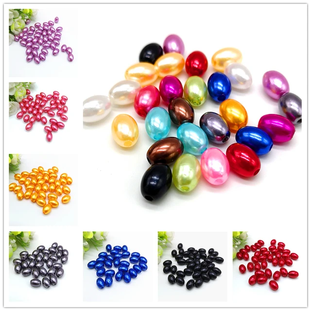 50pcs 8*11mm Oval Shape Beads Jewelry Making Acrylic Beads Multicolor