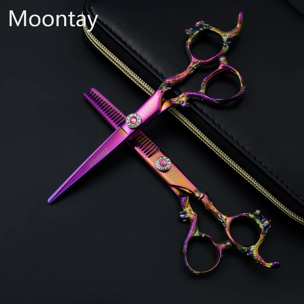 

Moontay 6.0 inch Scissor Set- Barber Hair Cutting Scissor / Hair Thinning Scissor Dargon Handle Perfect for Hairdresser or Home