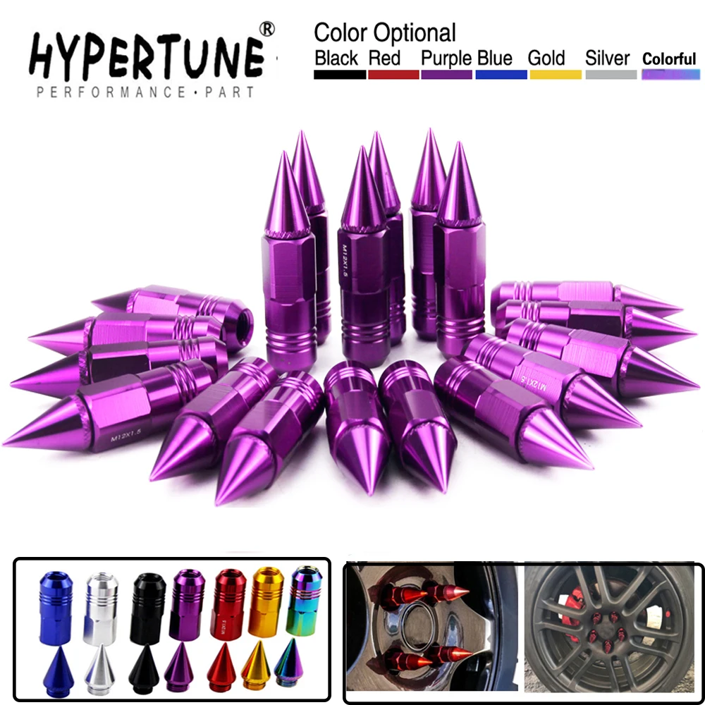 

Hypertune - 20PCS 50MM LENGTH ALUMINUM EXTENDED TUNER WHEEL LUG NUTS WITH SPIKE FOR WHEELS/RIMS M12X1.5 HT-LS501215