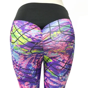 

WKOUD Women Contrast Color Leggings Fashion High Waist Fitness Skinny Push Up Pants Lift The Hips Absorption Legging P9063