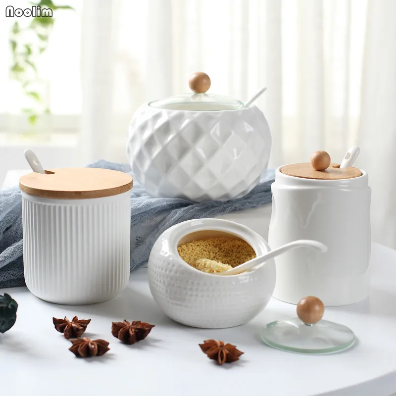 

1PC Household Ceramic Simple Seasoning Bottle Soy Sauce Pot Salt Sugar Pot Kitchen Seasoning Tool Kitchen Accessories