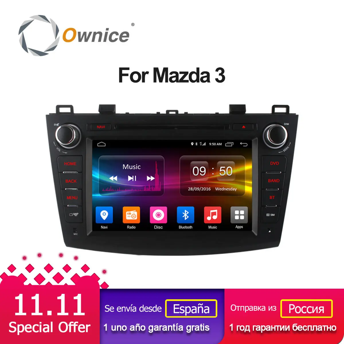Sale Ownice C500 Android 6.0 Octa 8 core for mazda 3 Car DVD player 2009-2012 radio with wifi 2GB RAM 32GB ROM Support 4G LTE DAB+ 0
