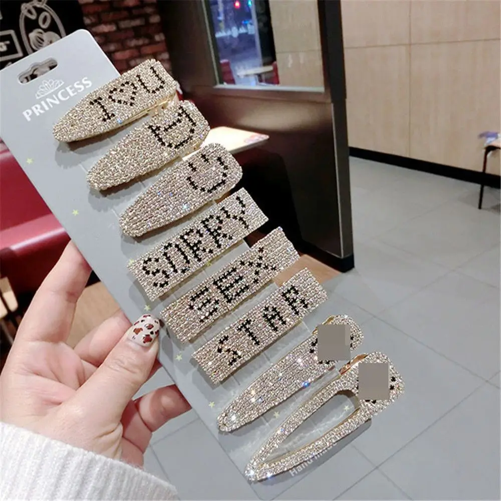 

1 pcs Fashion Full diamond hair clips womens Elegant Letter Smile Shape HairpinsWomen Girls Barrettes Headband Hair Accessories