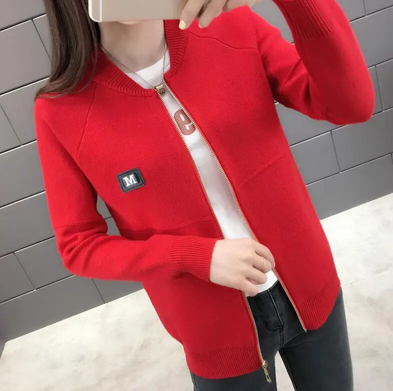 Women Cardigan New Fashion Autumn Casual Long Sleeve zipper Short Knitted Sweater Cardigan Coat For Women knit Jacket Tops