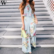 

WOMAIL 2018 NEW Summer Women Strap Floral Sleeveless Backless Bodysuit Female Sexy Long Wide Mar30 W20d35