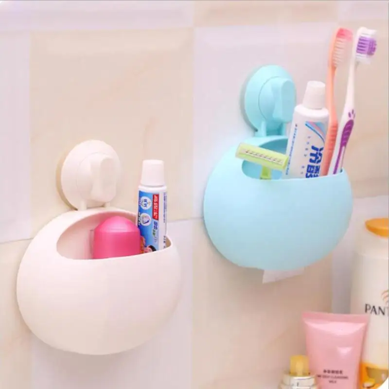 Wall Suction Cup Toothbrush Holder Toiletries Toothpaste Holder Hooks