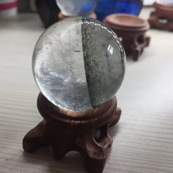 

SCB58 Natural Clear and Green Phantom Quartz Crystal Healing Sphere 35mm Small Size Crystal Ball 100% Natural