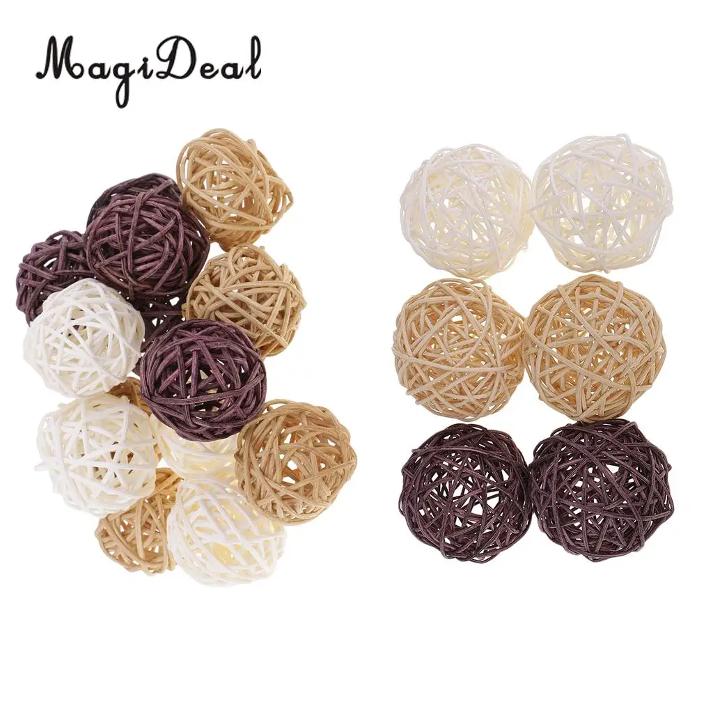 21pcs mixed sizes Wicker Rattan Balls, Christmas/Birthday&Home Wedding Party Decorations DIY Ornaments Rattan Ball Kids Toys