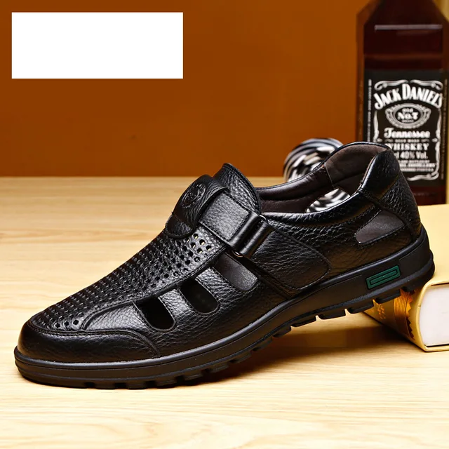 Italian Leather Sandals for Men Summer 2019 Men's Dress Formal Shoes