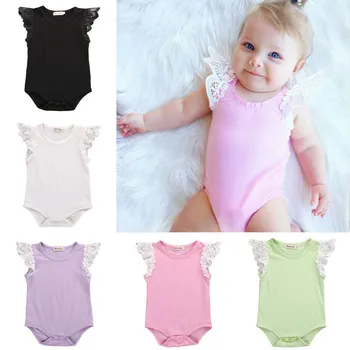 

Summer Baby Bodysuit Lace Newborn Baby Girl Clothes Cartoon Sleeveless Bodysuit Jumpsuit Playsuit Toddler Outfits