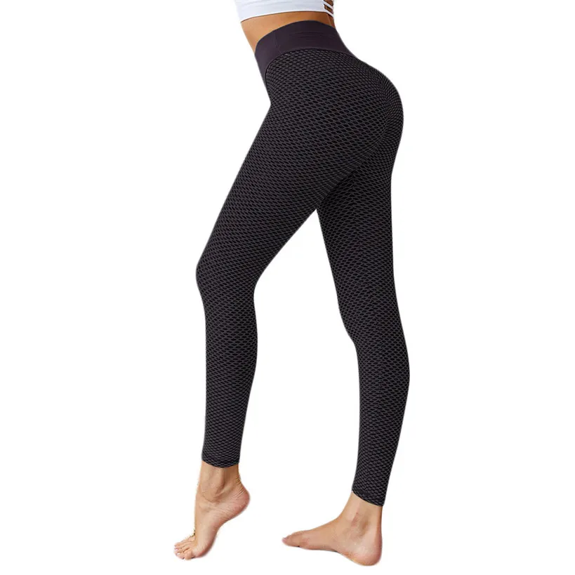 New Fitness Anti Cellulite Texture Leggings Women Pants Solid Mid Waist Workout Wrinkle Leggings Pants sportleggings vrouwen J42 - Цвет: leggins mujer