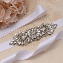 MissRDress свадебный пояс Лента Свадебная со стразами серебряные стразы цветок свадебный пояс Пояс кушак для свадебного платья платье JK887
