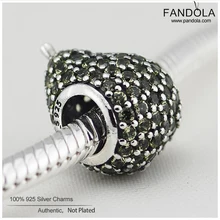 Стерлингового серебра 925 светло-зеленая груша со стразами фрукты талисманы Бусины шарм браслеты Сделай Сам изготовление