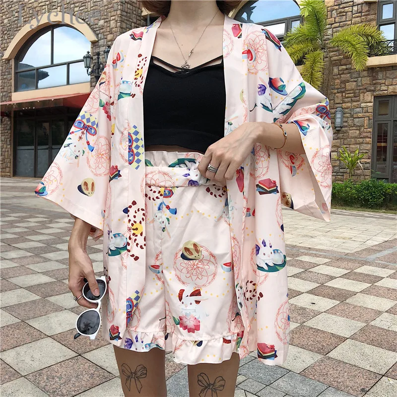 Личи Harajuku клубникой и кроликами Для женщин комплект из 2 предметов кардиган с
