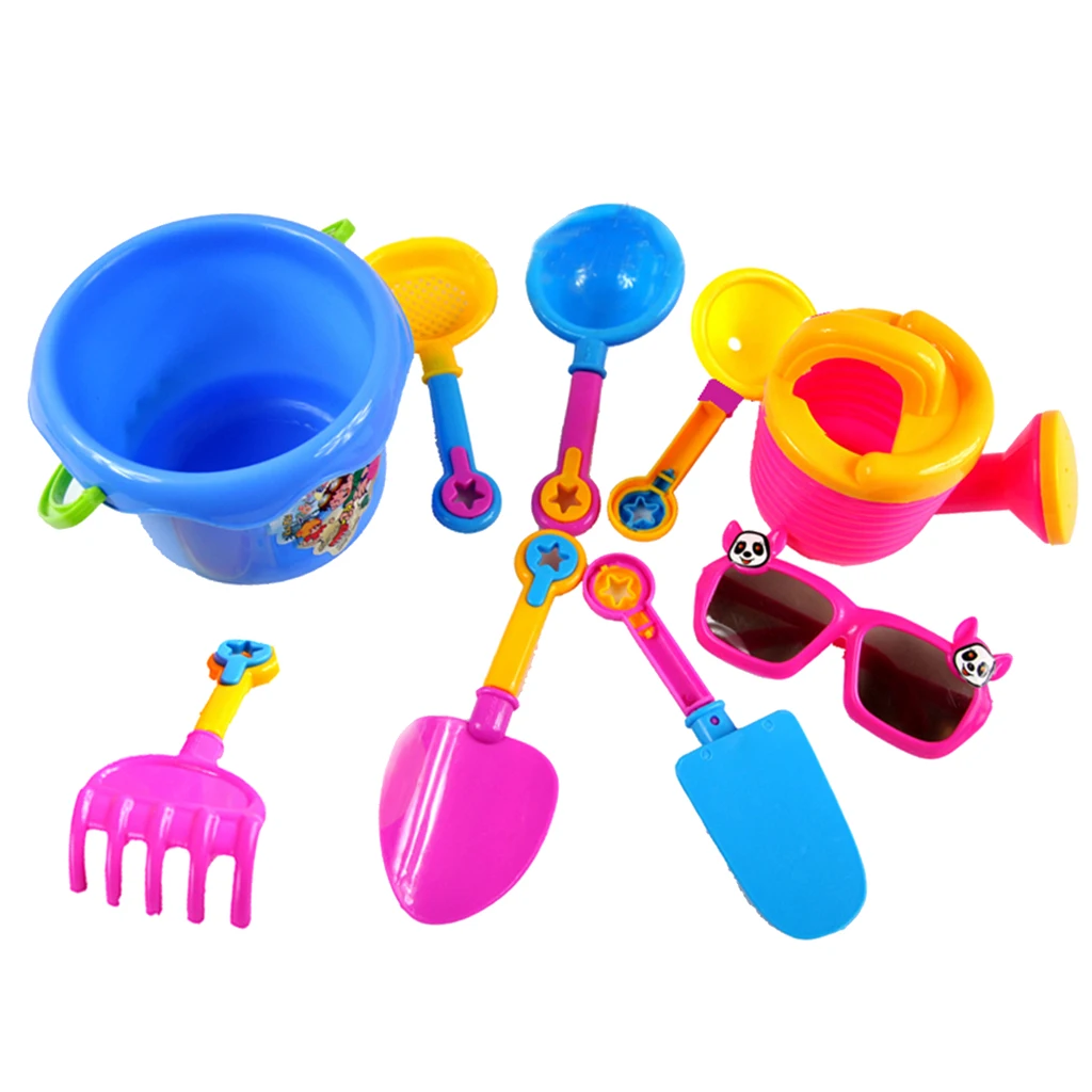 9pcs Kids Beach Sand Sandboxes Toys Set with Sand Tool Play Set, Shovels, Rakes, Bucket Sandboxes Outdoor Game Toys