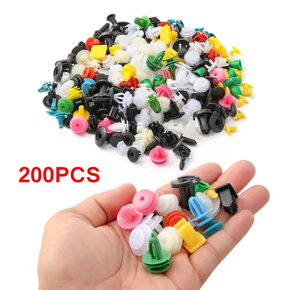 

200Pcs Universal Mixed Auto Fastener Clip Car Bumper Clips Retainer Car Fastener Rivet Door Panel Fender Liner for all car