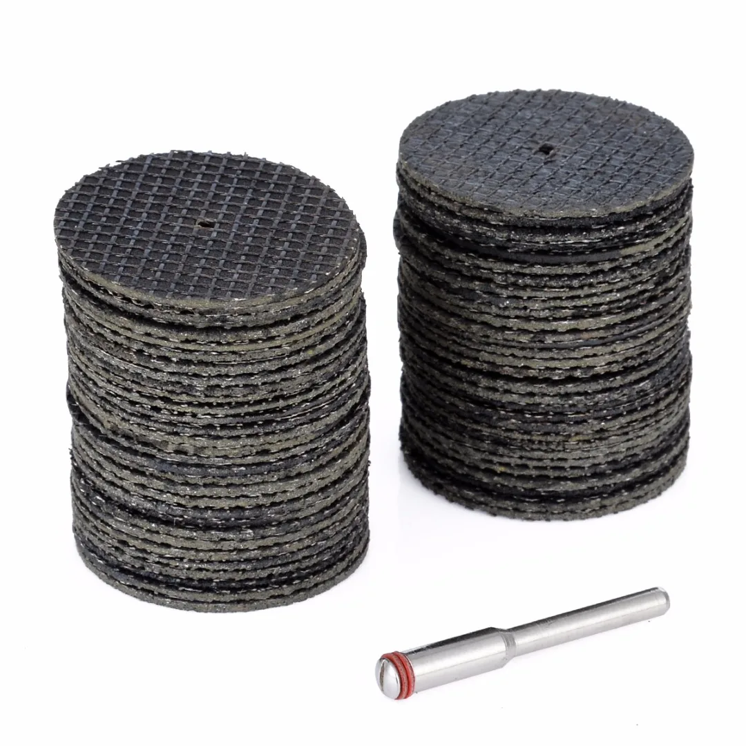 Mayitr 60pcs Strong 32mm Diameter Grinder Cut Off Cutting Wheel Disc With 1pc Mandrels 1/8" 37mm For Wood Plastic Metal Grooving