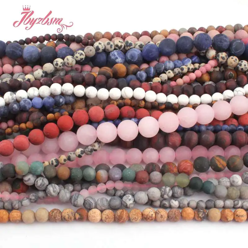 

Frost Matte Round Beads Quartz Agates Jaspers Natural Stone Beads For DIY Necklace Bracelets Jewelry Making 15" Free Shipping