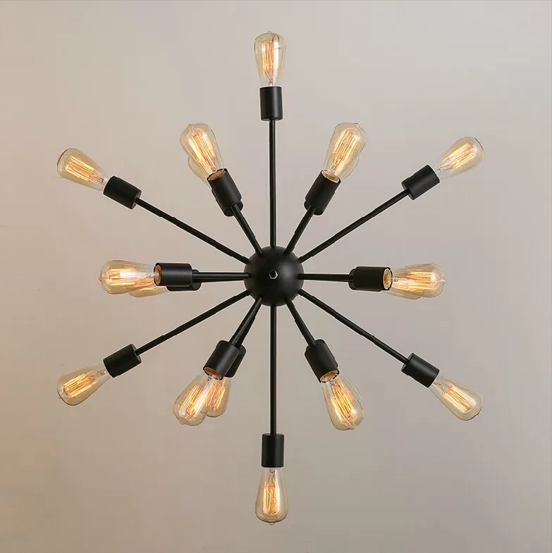 Luzes de Metal Frete Grátis Vintage Retro Sputnik Lustres 18 Preto Pintura Lâmpadas Não Incl E26 E27 Loft Foyer Lâmpada Iluminação 3 18 chandelier