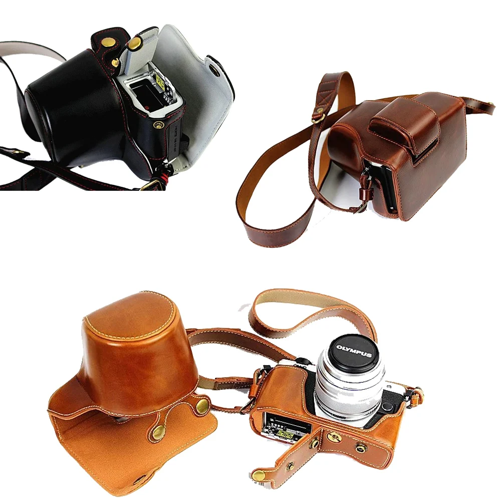 Luxury PU Leather Camera Case Cover for Olympus OMD EM10 II EM10 Mark II 14 42mm