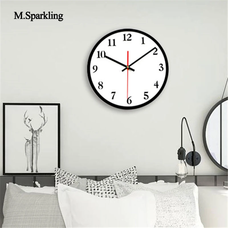 M.Sparkling decorative wall clock fashion new creative brief round wall clock black and white