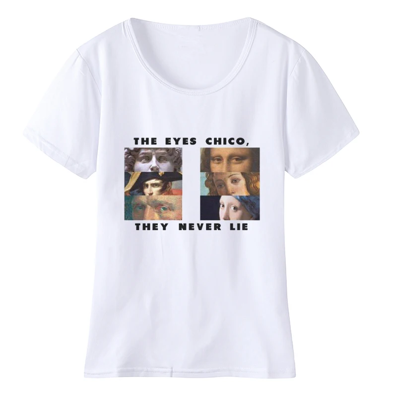 Давид микеланжело женская футболка Винсента Ван Гога, летняя футболка с коротким рукавом Харадзюку, белая футболка - Цвет: 1