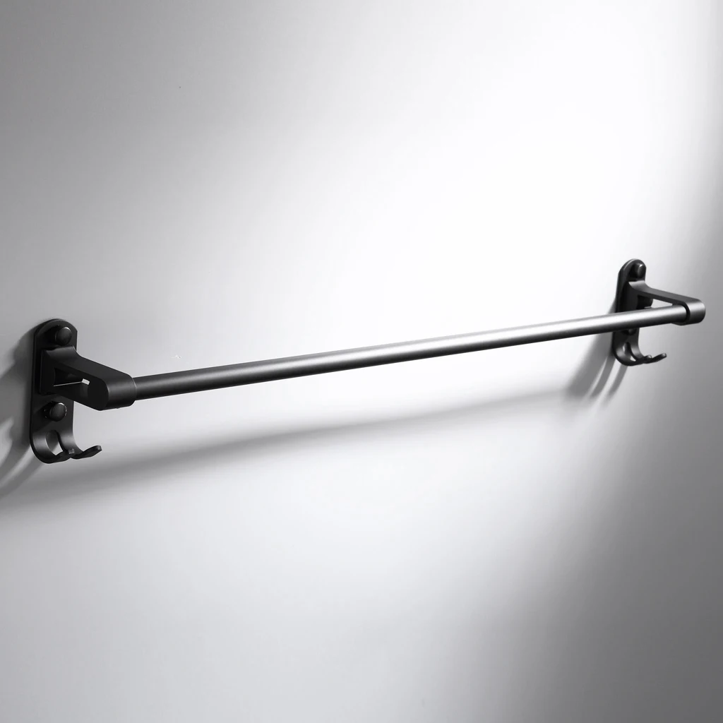 Space Aluminum Matte Black Wall Mounted Shower Towel Rack Shelf For Bathroom Towel