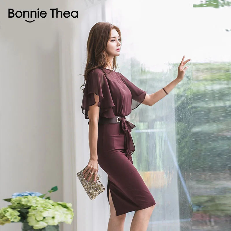 Женское платье Bonnie Thea повседневное облегающее из шифона для офиса и вечеринки на