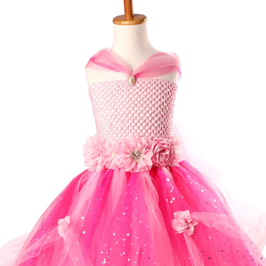 Glittery Flower Girls Tutu Dress Kids Princess Wedding Party Dresses for Christmas Costumes Baby Pageant Fancy Tutu Ball Gown (4)