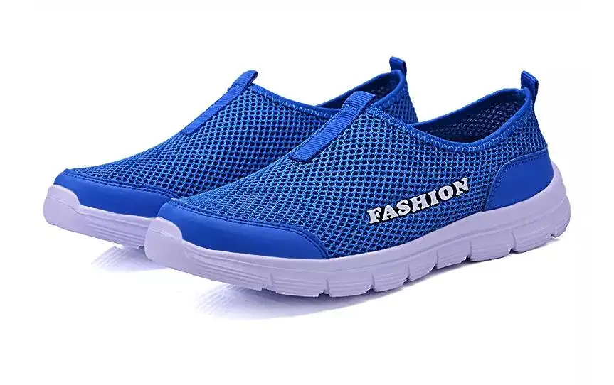 Мужская повседневная обувь; мужские кроссовки; прогулочная обувь для вождения; Мужская Уличная обувь; вязаная обувь; Zapatillas Deportivas Hombre; большие размеры - Цвет: Синий