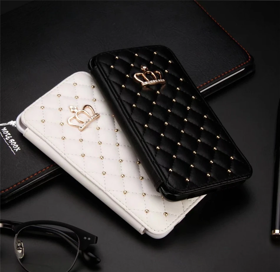 case iphone 13 pro max Glitter Crown Leather Flip Case for iphone 12 Pro Max 13 11 Pro Max X Xr Xs Max 7 8 Plus 6 6S Plus Card Slot Woman Wallet Cover apple 13 pro max case