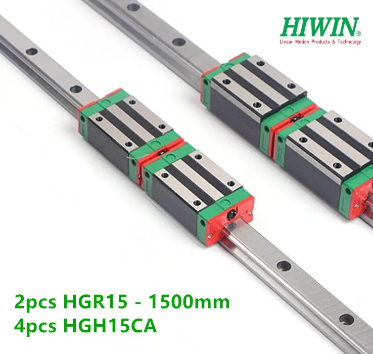 

2pcs 100% Original Hiwin Linear guide rail HGR15 L 1500mm + 4pcs HGH15CA Narrow blocks bearings carriage for cnc