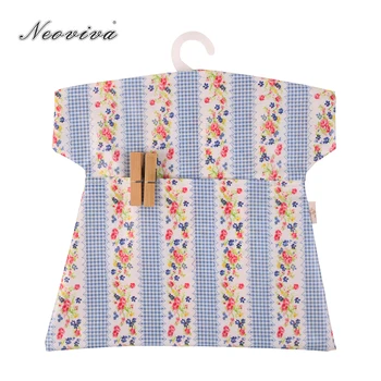 

Neoviva Waterproof Clothespin Bag for Laundery Room, Pack of 2, Striped Floral Violet Tulip