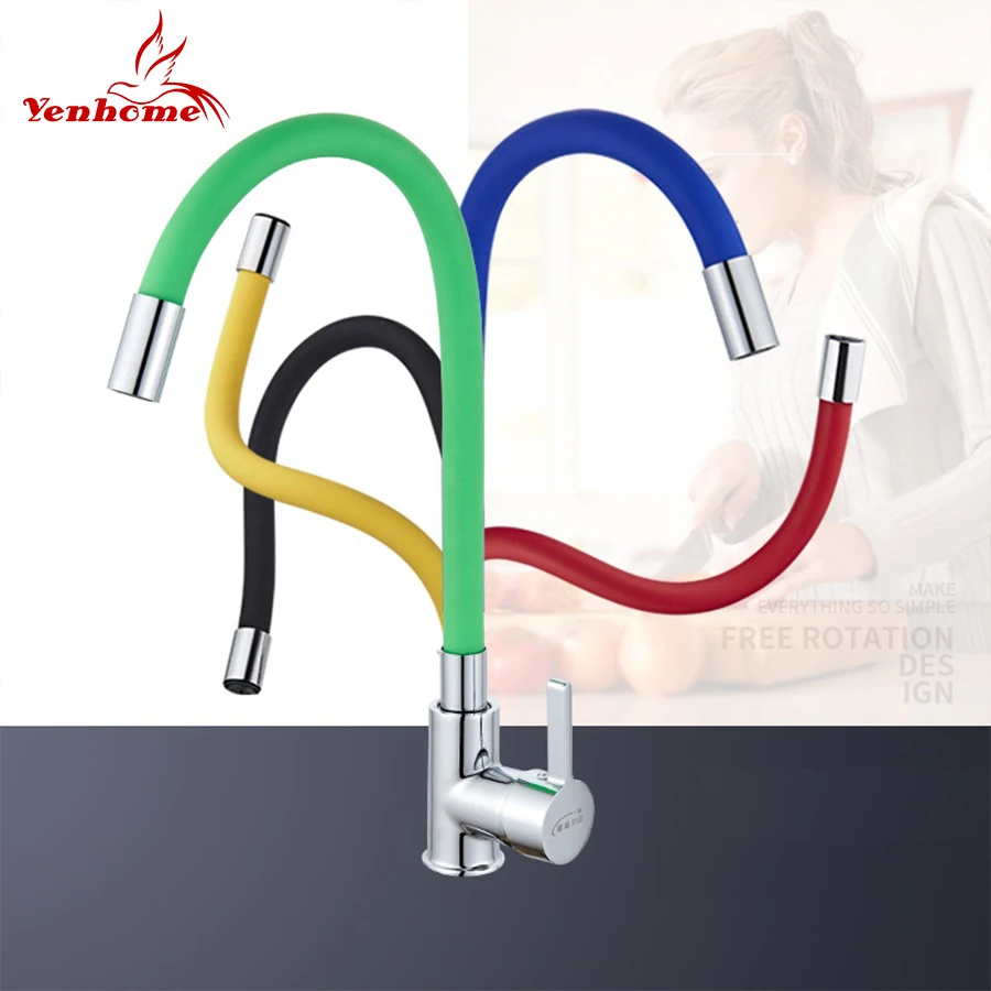

Yenhome New Modern Silica Gel Nose Any Direction Rotating Kitchen Faucet Cold and Hot Water Mixer Faucet Single Handle Water Tap