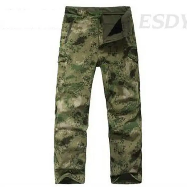

NEW 2017 Outdoor Winter Thicken TAD Shark Skin Soft Shell charge Sweat pant Fleece Camoflage Warm trousers Waterproof pants Men